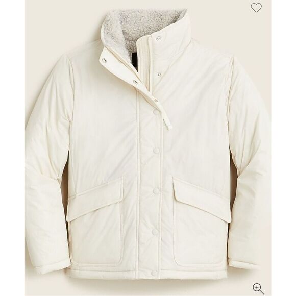 NWOT J Crew Sherpa-lined puffer jacket with PrimaLoft, Med $248 - Picture 1 of 6